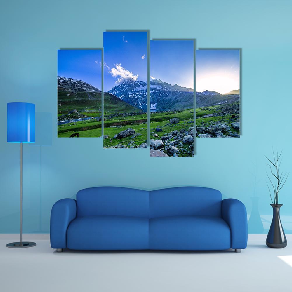 Farm With Green Field Canvas Wall Art-4 Pop-Gallery Wrap-50" x 32"-Tiaracle