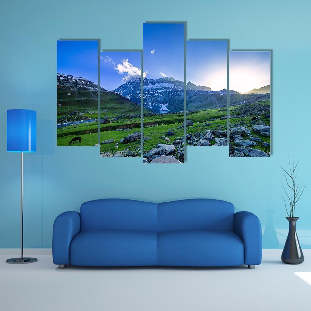 Farm With Green Field Canvas Wall Art-5 Pop-Gallery Wrap-47" x 32"-Tiaracle