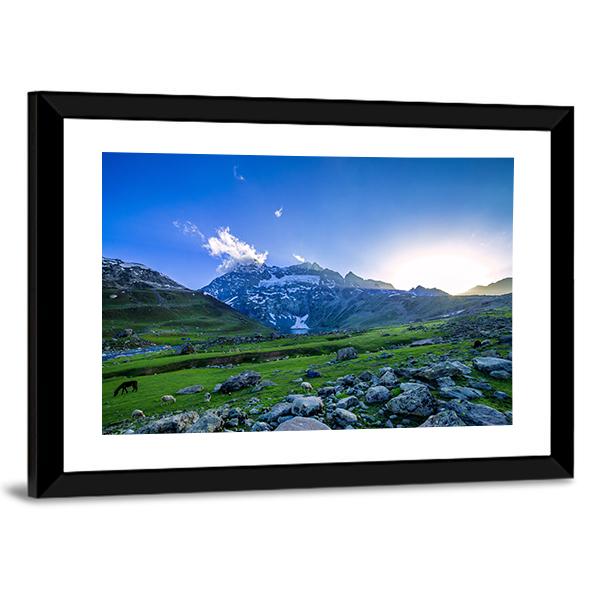 Farm With Green Field Canvas Wall Art-3 Horizontal-Gallery Wrap-25" x 16"-Tiaracle