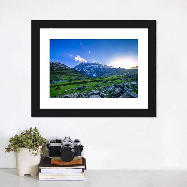 Farm With Green Field Canvas Wall Art-1 Piece-Framed Print-20" x 16"-Tiaracle