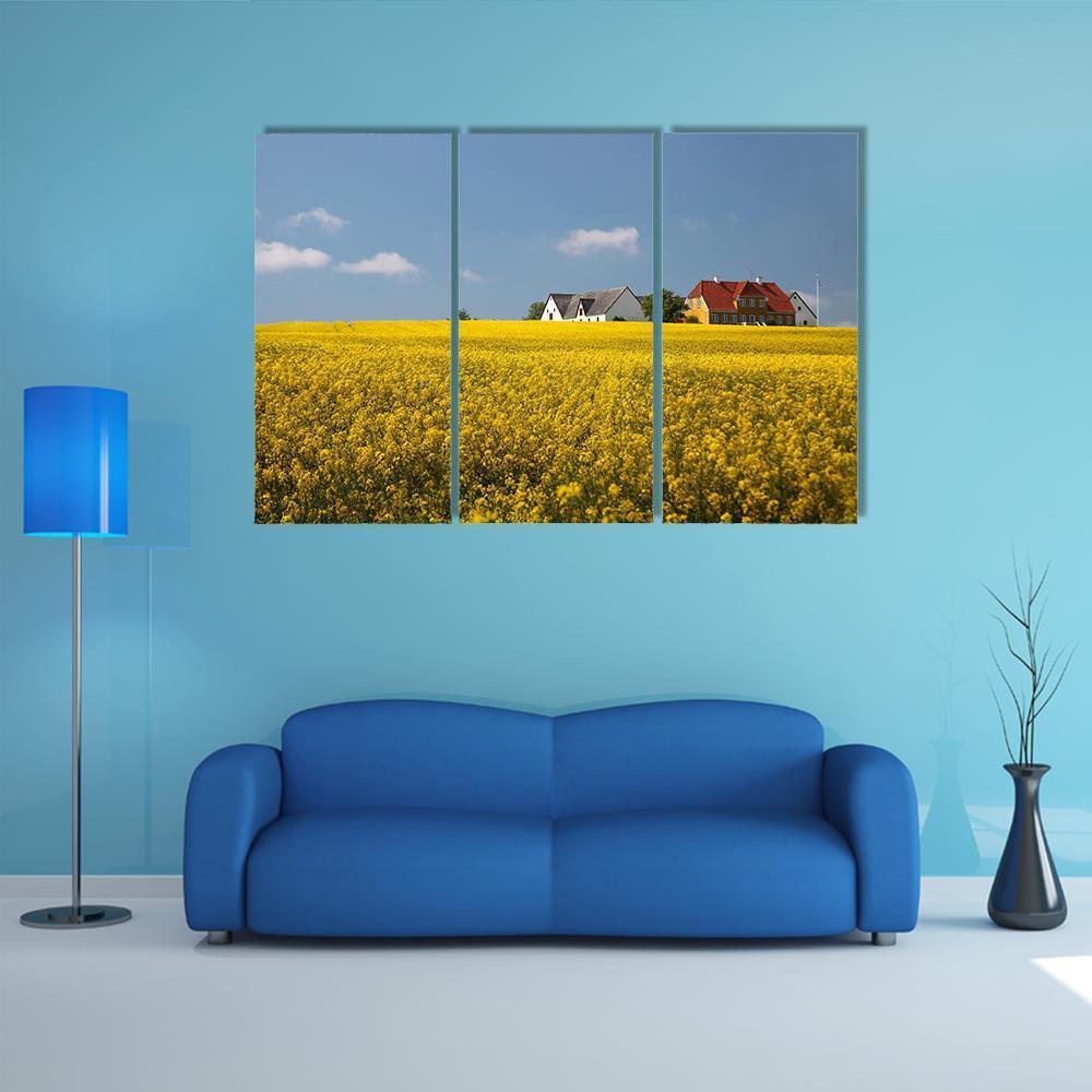 Farmhouses In Melsted Canvas Wall Art-3 Horizontal-Gallery Wrap-37" x 24"-Tiaracle