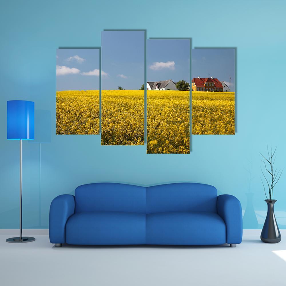 Farmhouses In Melsted Canvas Wall Art-4 Pop-Gallery Wrap-50" x 32"-Tiaracle