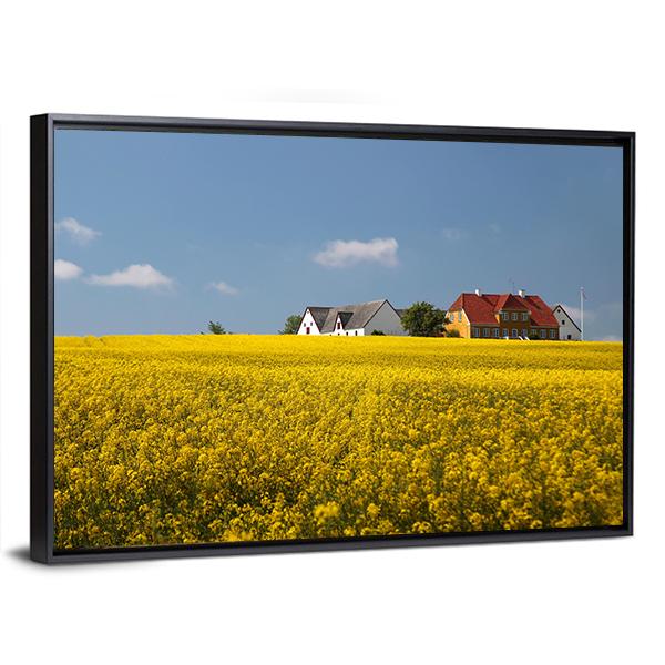 Farmhouses In Melsted Canvas Wall Art-3 Horizontal-Gallery Wrap-25" x 16"-Tiaracle