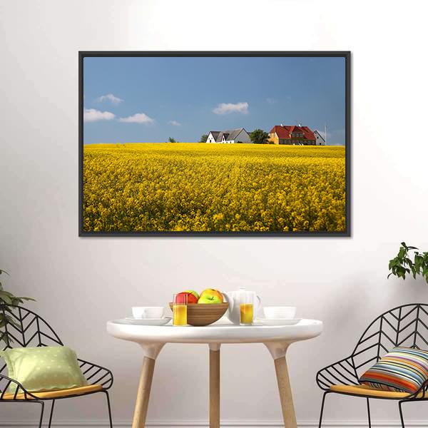 Farmhouses In Melsted Canvas Wall Art-3 Horizontal-Gallery Wrap-25" x 16"-Tiaracle