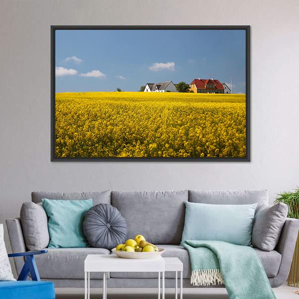 Farmhouses In Melsted Canvas Wall Art-3 Horizontal-Gallery Wrap-25" x 16"-Tiaracle