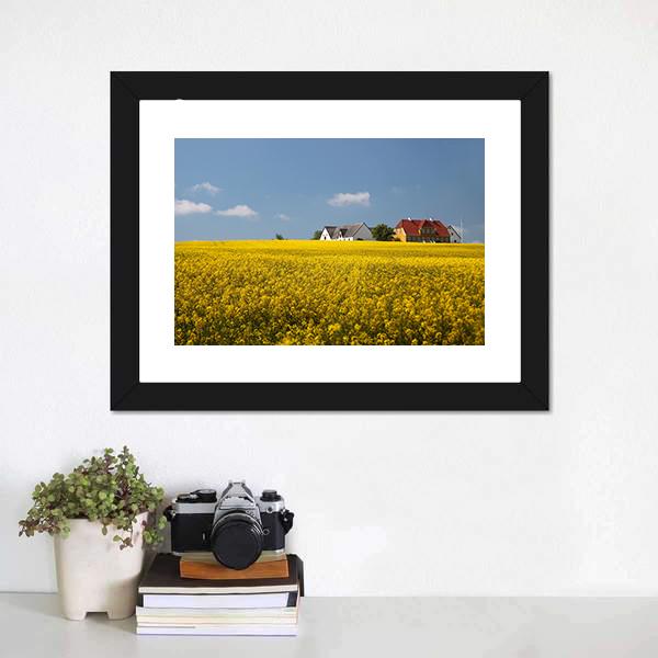 Farmhouses In Melsted Canvas Wall Art-1 Piece-Framed Print-20" x 16"-Tiaracle