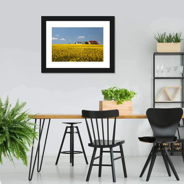 Farmhouses In Melsted Canvas Wall Art-3 Horizontal-Gallery Wrap-25" x 16"-Tiaracle
