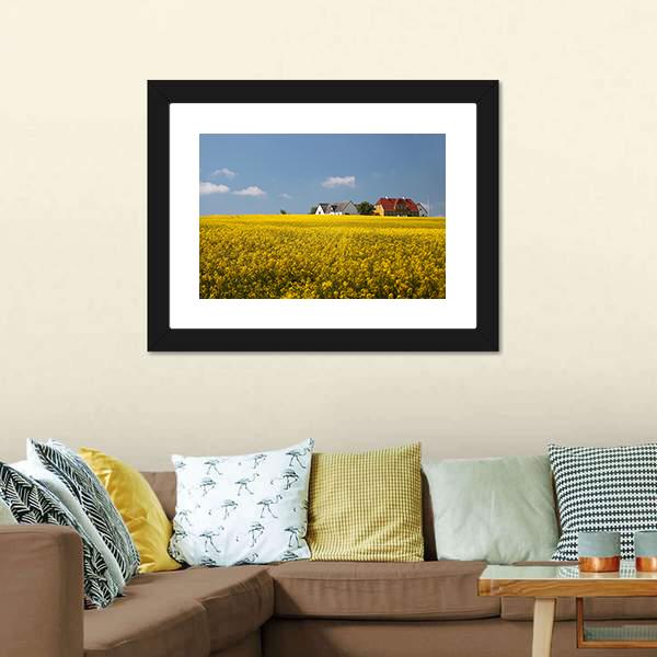 Farmhouses In Melsted Canvas Wall Art-3 Horizontal-Gallery Wrap-25" x 16"-Tiaracle