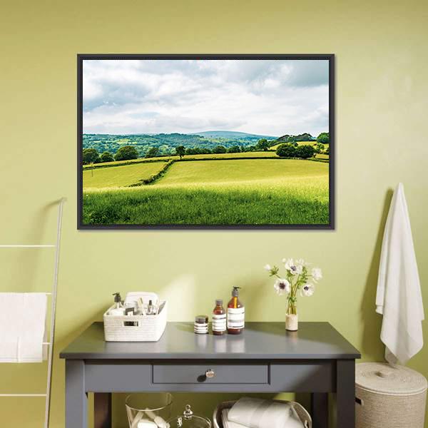 Farmland Inside Dartmoor National Park Canvas Wall Art-1 Piece-Floating Frame-24" x 16"-Tiaracle