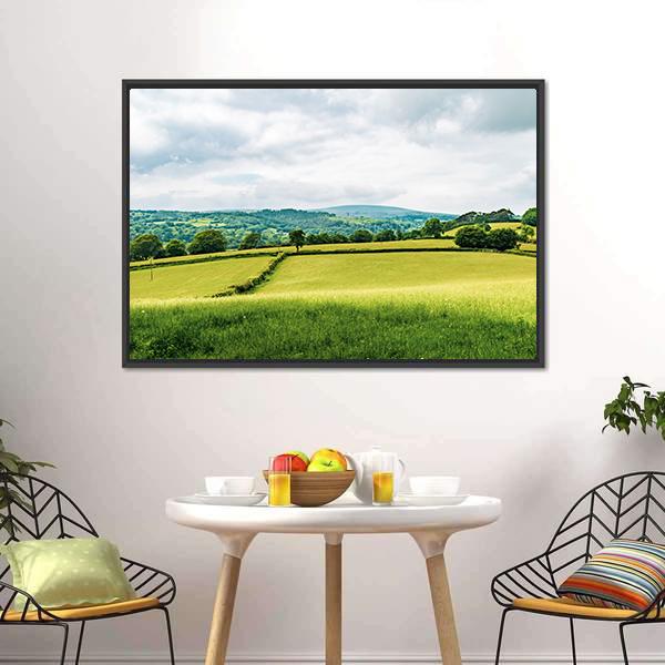 Farmland Inside Dartmoor National Park Canvas Wall Art-3 Horizontal-Gallery Wrap-25" x 16"-Tiaracle