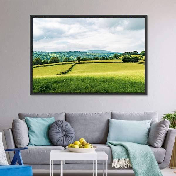 Farmland Inside Dartmoor National Park Canvas Wall Art-3 Horizontal-Gallery Wrap-25" x 16"-Tiaracle