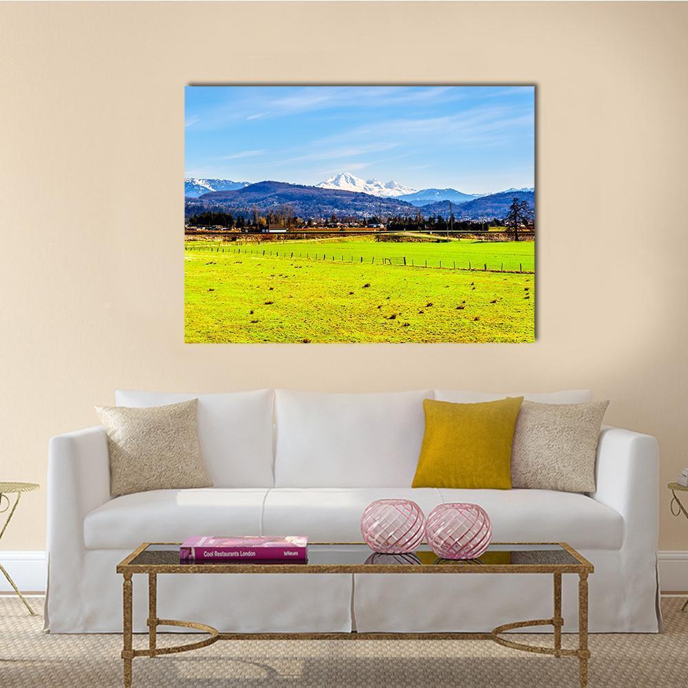 Farmland With Mount Baker Canvas Wall Art-1 Piece-Gallery Wrap-48" x 32"-Tiaracle