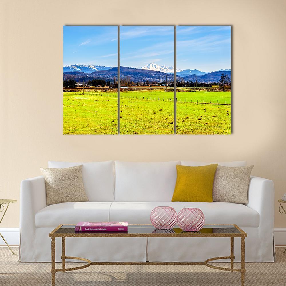 Farmland With Mount Baker Canvas Wall Art-3 Horizontal-Gallery Wrap-37" x 24"-Tiaracle