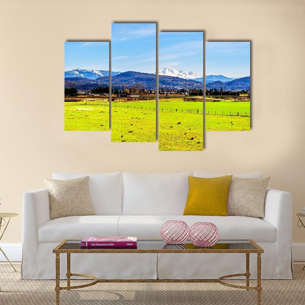 Farmland With Mount Baker Canvas Wall Art-4 Pop-Gallery Wrap-50" x 32"-Tiaracle
