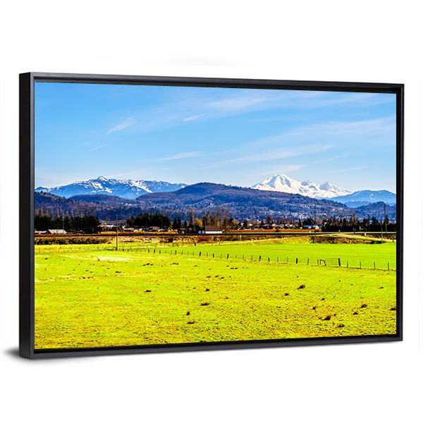 Farmland With Mount Baker Canvas Wall Art-3 Horizontal-Gallery Wrap-25" x 16"-Tiaracle