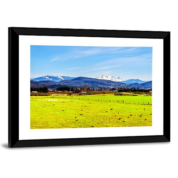 Farmland With Mount Baker Canvas Wall Art-3 Horizontal-Gallery Wrap-25" x 16"-Tiaracle