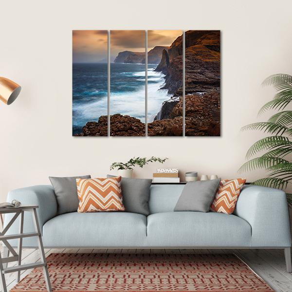 Faroe Islands Canvas Wall Art-4 Horizontal-Gallery Wrap-34" x 24"-Tiaracle