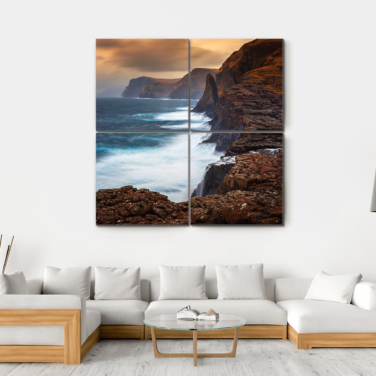 Faroe Islands Canvas Wall Art-4 Square-Gallery Wrap-17" x 17"-Tiaracle