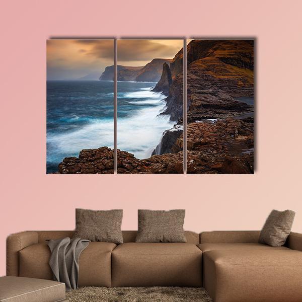 Faroe Islands Canvas Wall Art-3 Horizontal-Gallery Wrap-37" x 24"-Tiaracle