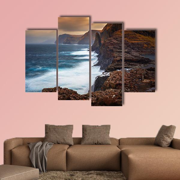 Faroe Islands Canvas Wall Art-4 Pop-Gallery Wrap-50" x 32"-Tiaracle