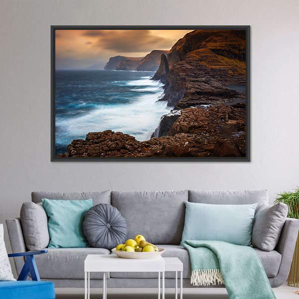 Faroe Islands Canvas Wall Art-1 Piece-Floating Frame-24" x 16"-Tiaracle