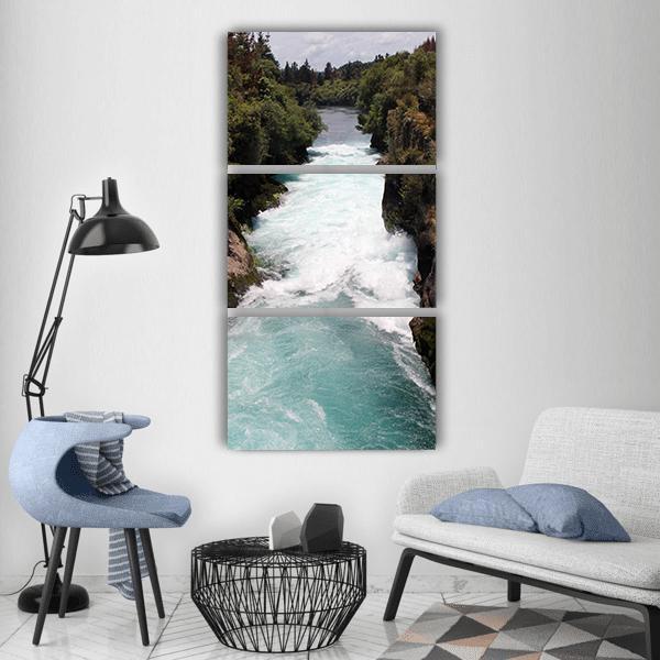 Fast Flowing Waterfall Vertical Canvas Wall Art-3 Vertical-Gallery Wrap-12" x 25"-Tiaracle