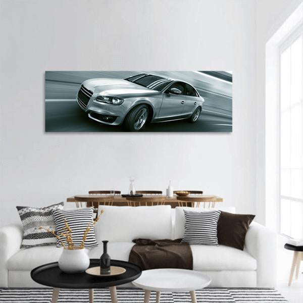Car With Heavy Motion Panoramic Canvas Wall Art-3 Piece-25" x 08"-Tiaracle