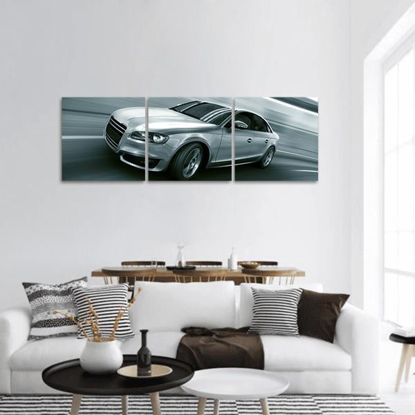 Car With Heavy Motion Panoramic Canvas Wall Art-3 Piece-25" x 08"-Tiaracle