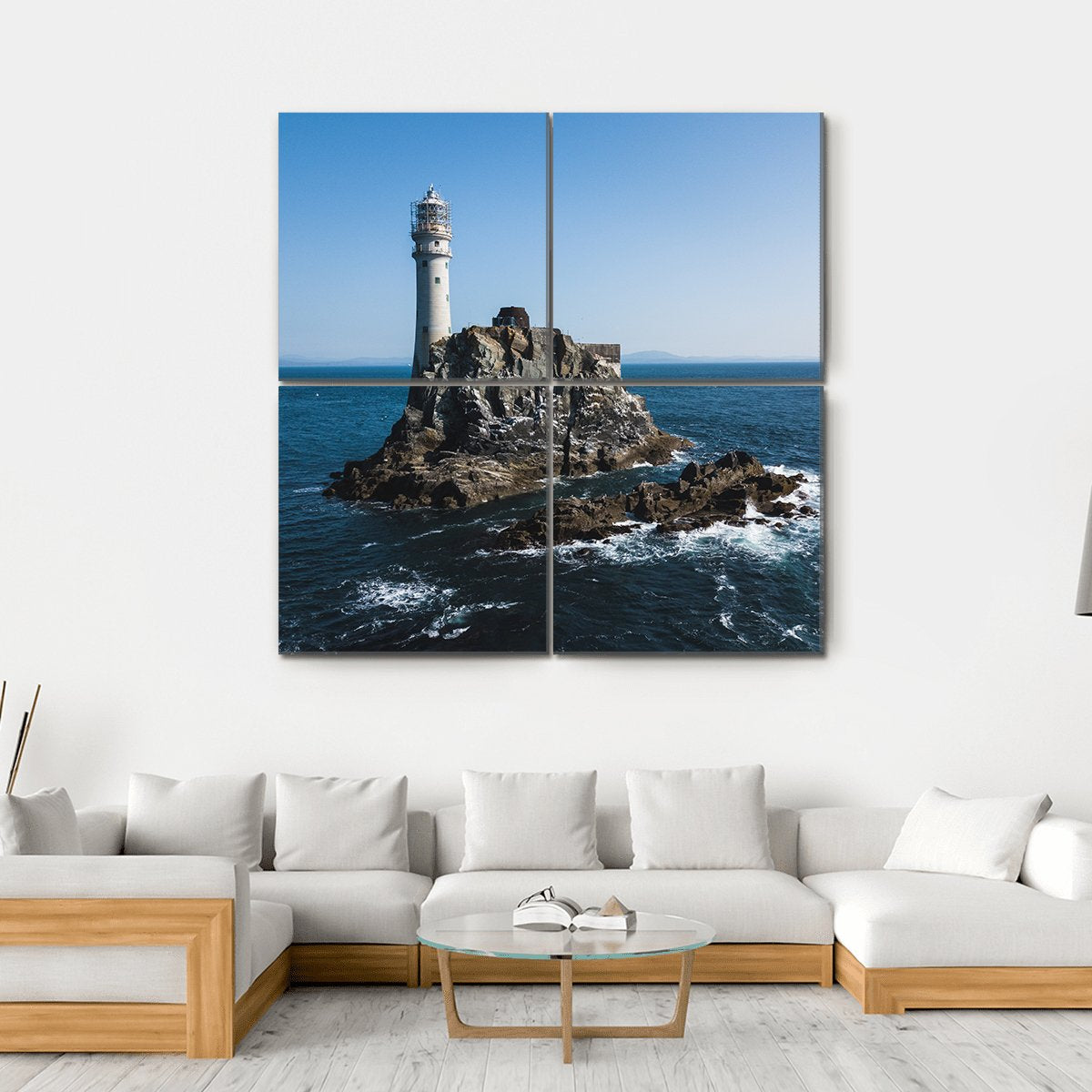 Fastnet Lighthouse Canvas Wall Art-4 Square-Gallery Wrap-17" x 17"-Tiaracle