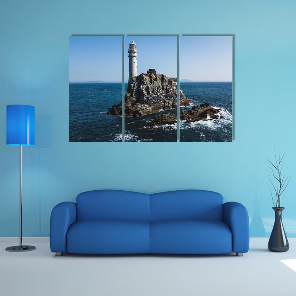 Fastnet Lighthouse Canvas Wall Art-3 Horizontal-Gallery Wrap-37" x 24"-Tiaracle
