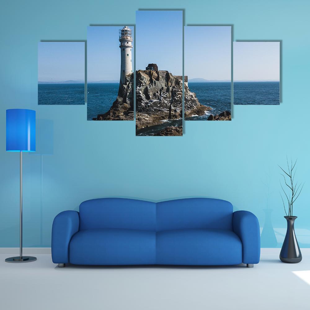 Fastnet Lighthouse Canvas Wall Art-5 Star-Gallery Wrap-62" x 32"-Tiaracle