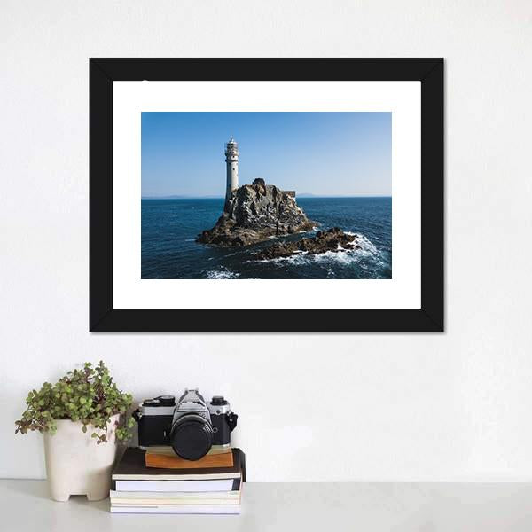 Fastnet Lighthouse Canvas Wall Art-1 Piece-Framed Print-20" x 16"-Tiaracle
