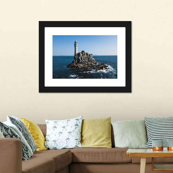 Fastnet Lighthouse Canvas Wall Art-3 Horizontal-Gallery Wrap-25" x 16"-Tiaracle