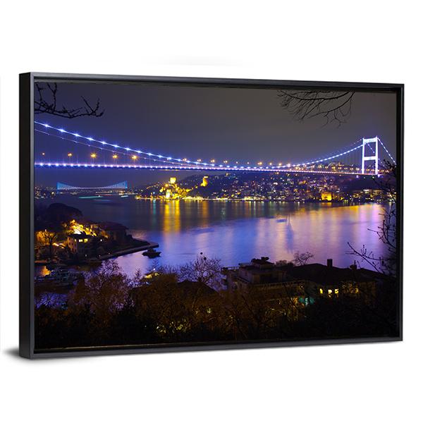 Fatih Sultan Mehmet Bridge Canvas Wall Art-3 Horizontal-Gallery Wrap-25" x 16"-Tiaracle