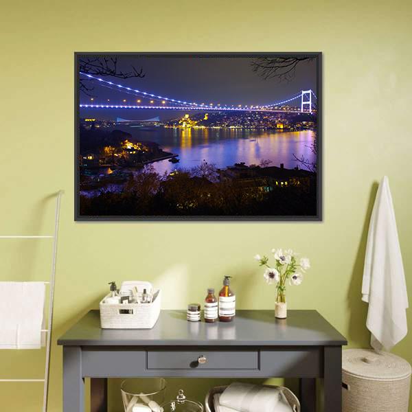 Fatih Sultan Mehmet Bridge Canvas Wall Art-1 Piece-Floating Frame-24" x 16"-Tiaracle
