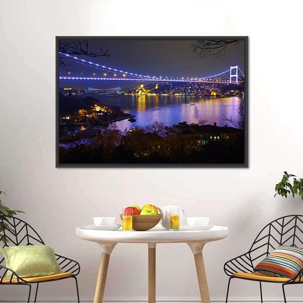 Fatih Sultan Mehmet Bridge Canvas Wall Art-3 Horizontal-Gallery Wrap-25" x 16"-Tiaracle