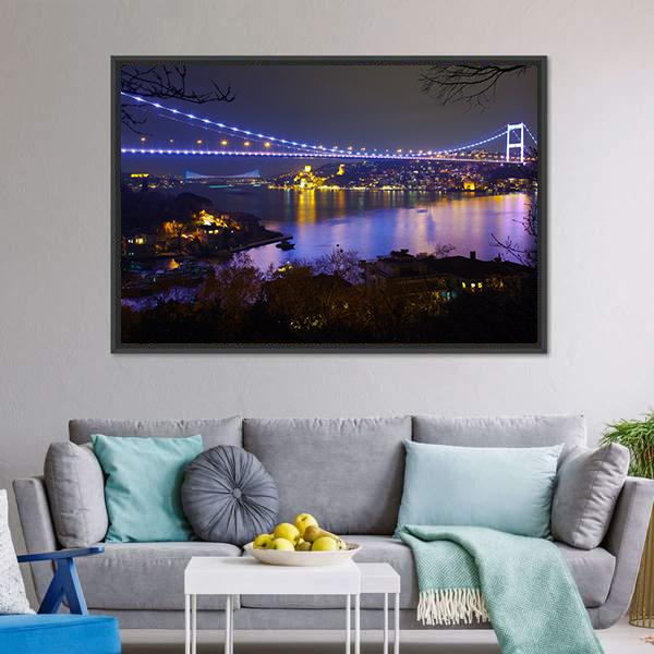 Fatih Sultan Mehmet Bridge Canvas Wall Art-3 Horizontal-Gallery Wrap-25" x 16"-Tiaracle
