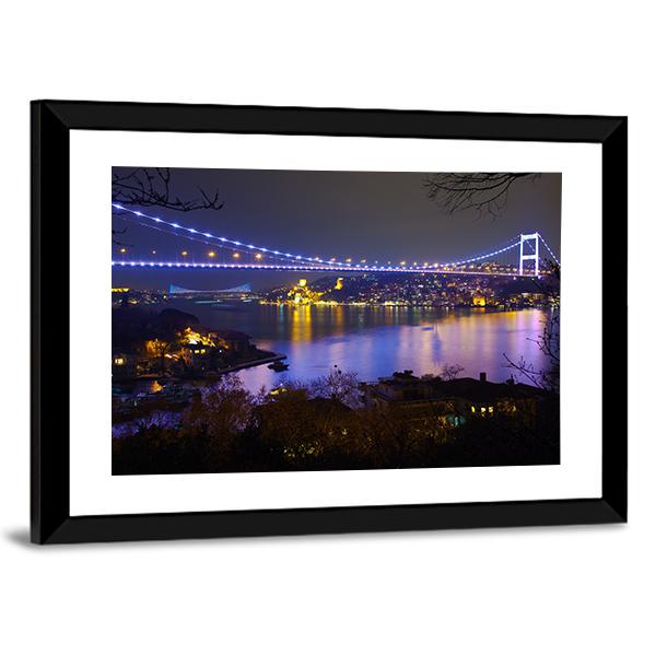 Fatih Sultan Mehmet Bridge Canvas Wall Art-3 Horizontal-Gallery Wrap-25" x 16"-Tiaracle