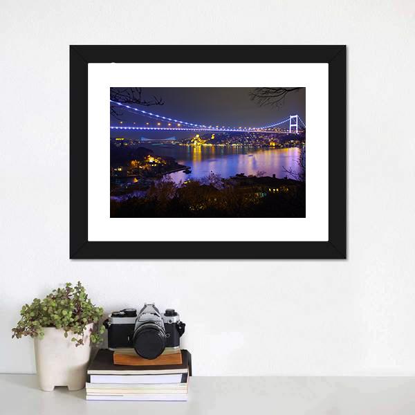 Fatih Sultan Mehmet Bridge Canvas Wall Art-1 Piece-Framed Print-20" x 16"-Tiaracle