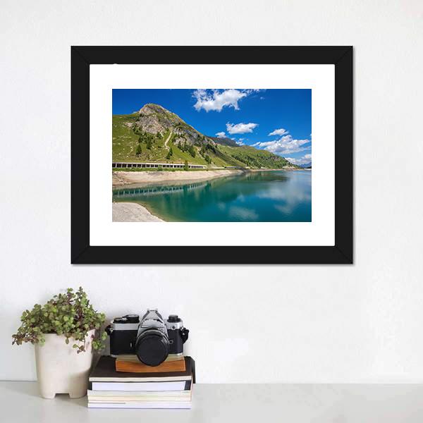 Fedaia Lake Canvas Wall Art-1 Piece-Framed Print-20" x 16"-Tiaracle