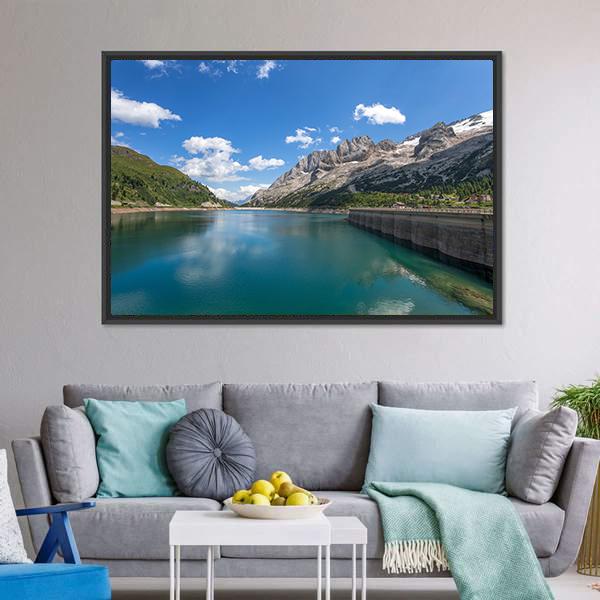 Fedaia Lake Italy Canvas Wall Art-3 Horizontal-Gallery Wrap-25" x 16"-Tiaracle