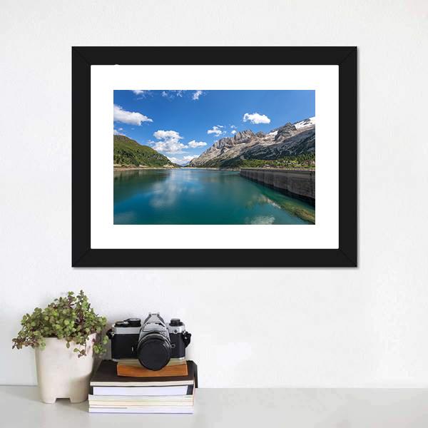Fedaia Lake Italy Canvas Wall Art-1 Piece-Framed Print-20" x 16"-Tiaracle