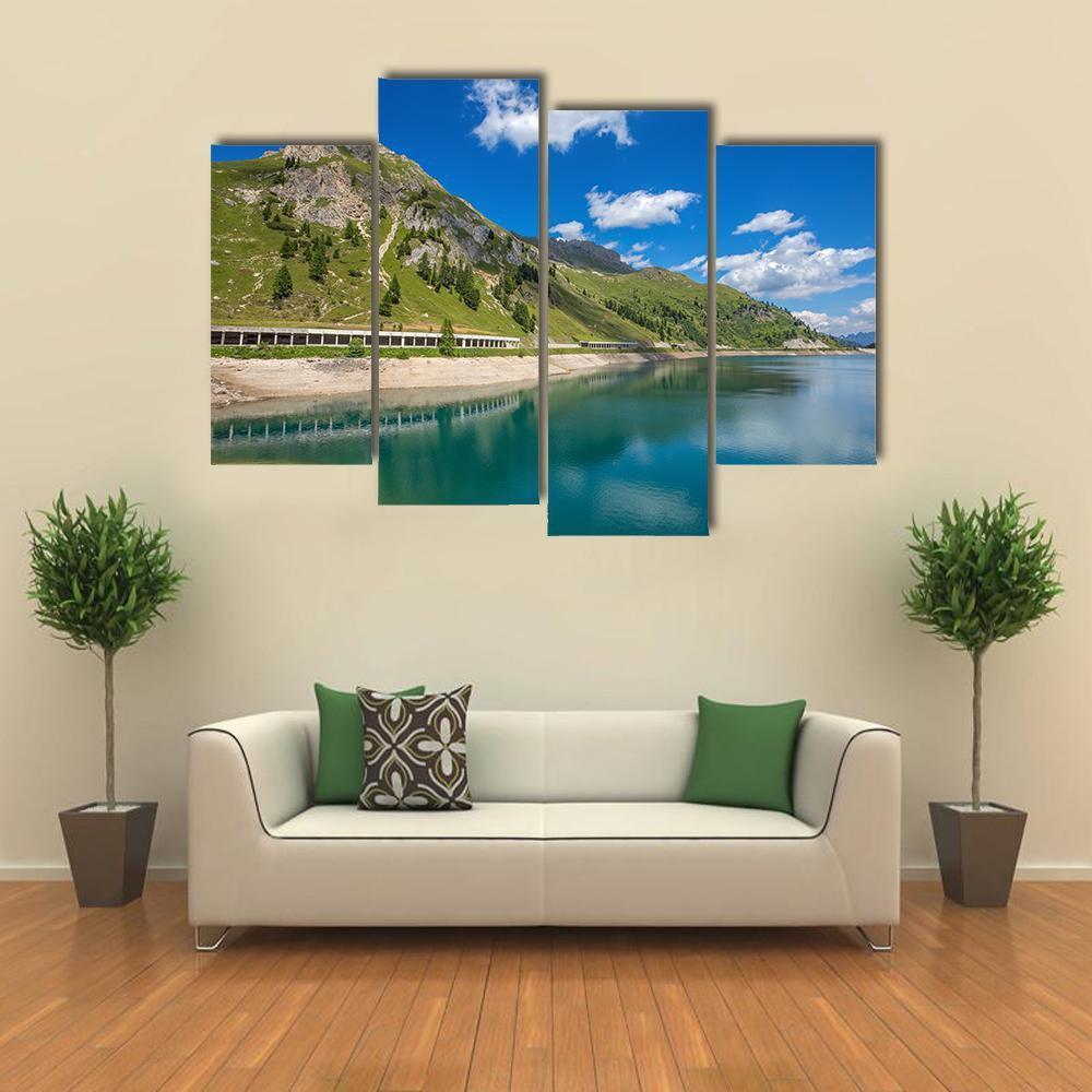 Fedaia Lake Canvas Wall Art-4 Pop-Gallery Wrap-50" x 32"-Tiaracle