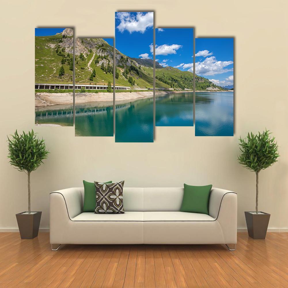 Fedaia Lake Canvas Wall Art-5 Pop-Gallery Wrap-47" x 32"-Tiaracle