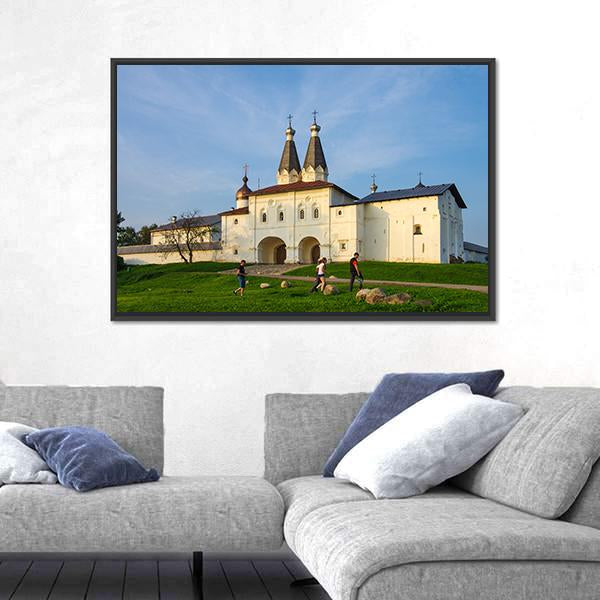 Ferapontov Convent In Summer Canvas Wall Art-1 Piece-Floating Frame-24" x 16"-Tiaracle