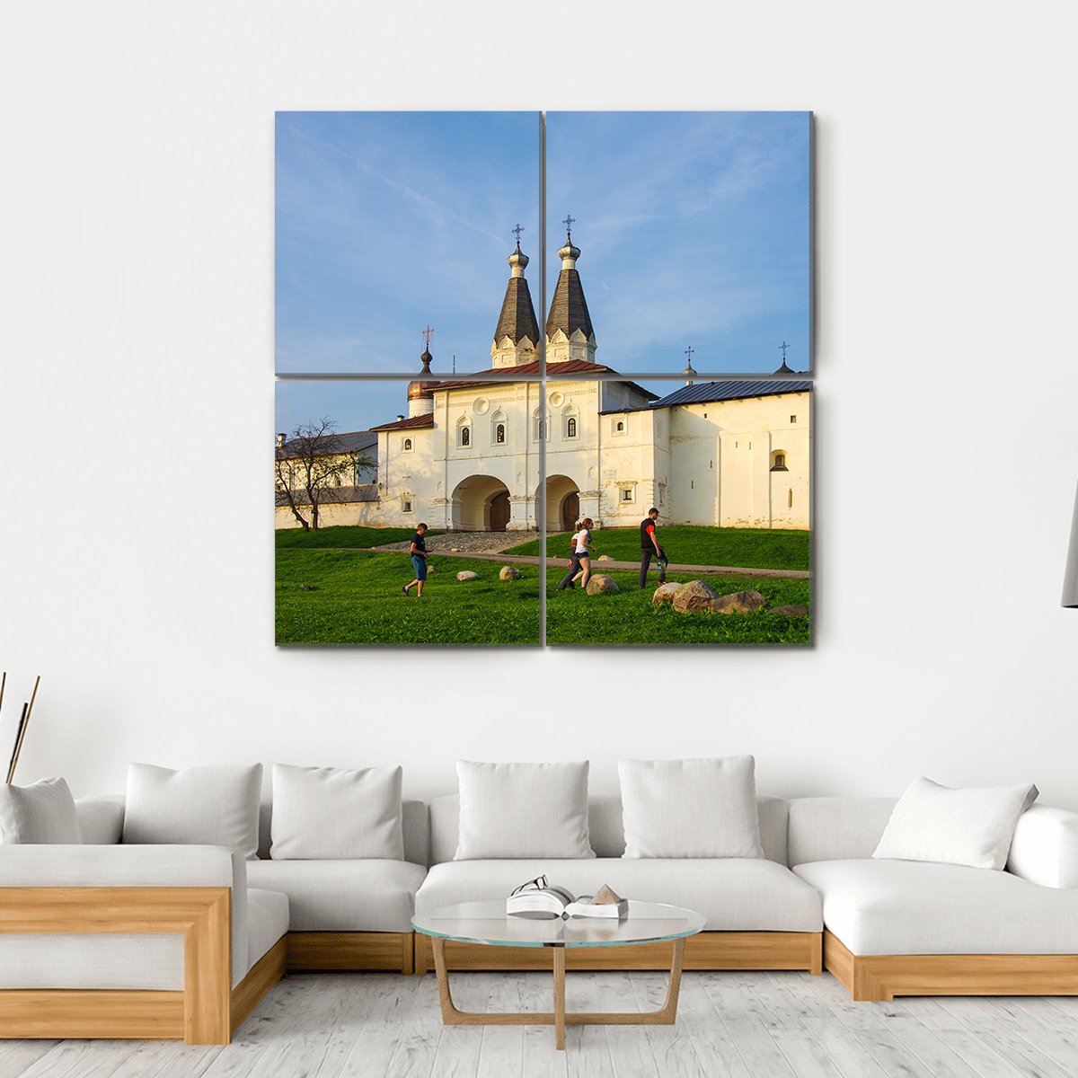 Ferapontov Convent In Summer Canvas Wall Art-4 Square-Gallery Wrap-17" x 17"-Tiaracle