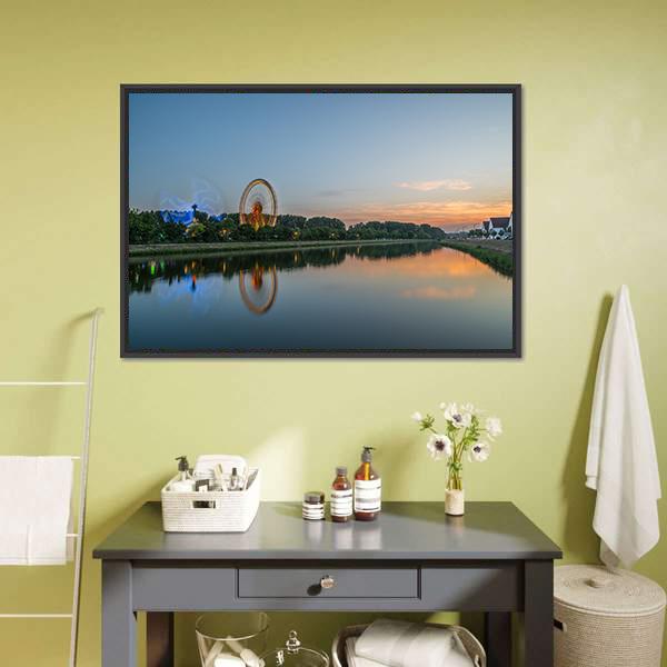 Ferris Wheel In Regensburg Canvas Wall Art-1 Piece-Floating Frame-24" x 16"-Tiaracle