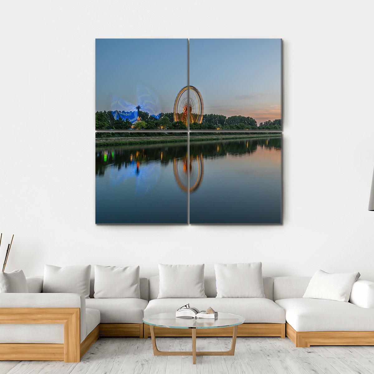 Ferris Wheel In Regensburg Canvas Wall Art-4 Square-Gallery Wrap-17" x 17"-Tiaracle