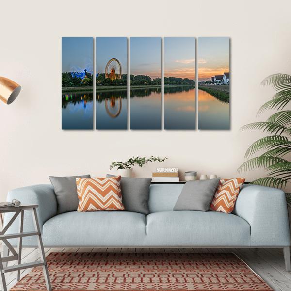 Ferris Wheel In Regensburg Canvas Wall Art-5 Horizontal-Gallery Wrap-22" x 12"-Tiaracle