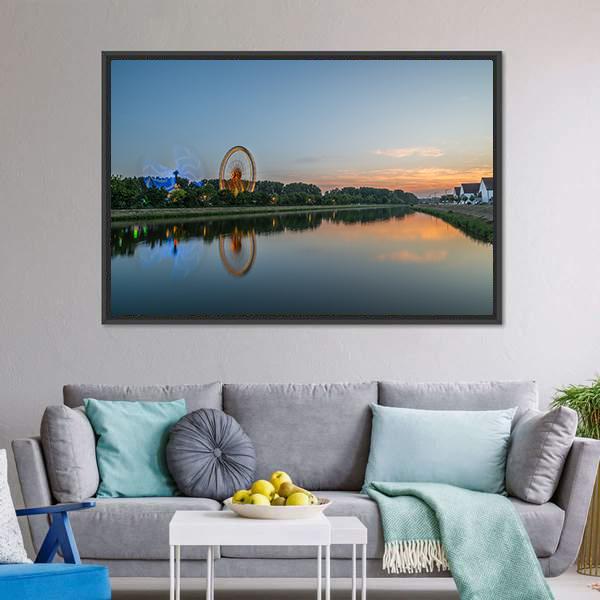 Ferris Wheel In Regensburg Canvas Wall Art-5 Horizontal-Gallery Wrap-22" x 12"-Tiaracle